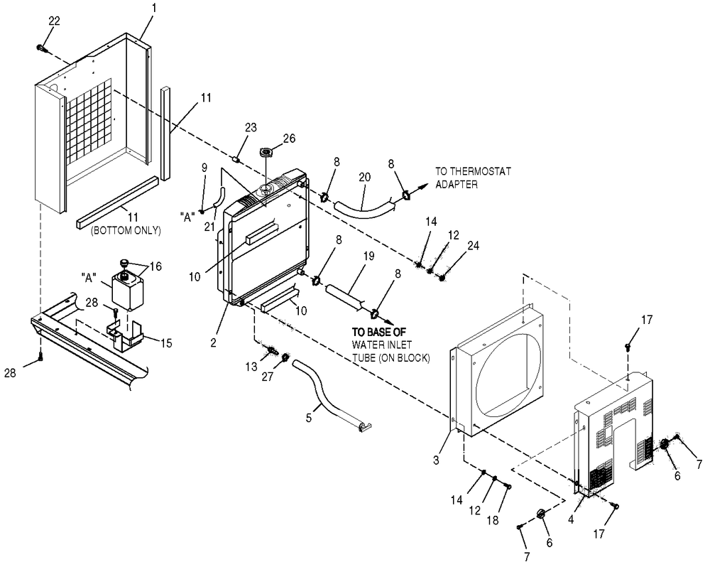 Radiator Diagram and Parts List for 0051040 (0505V01168)(2005) Generac Generator