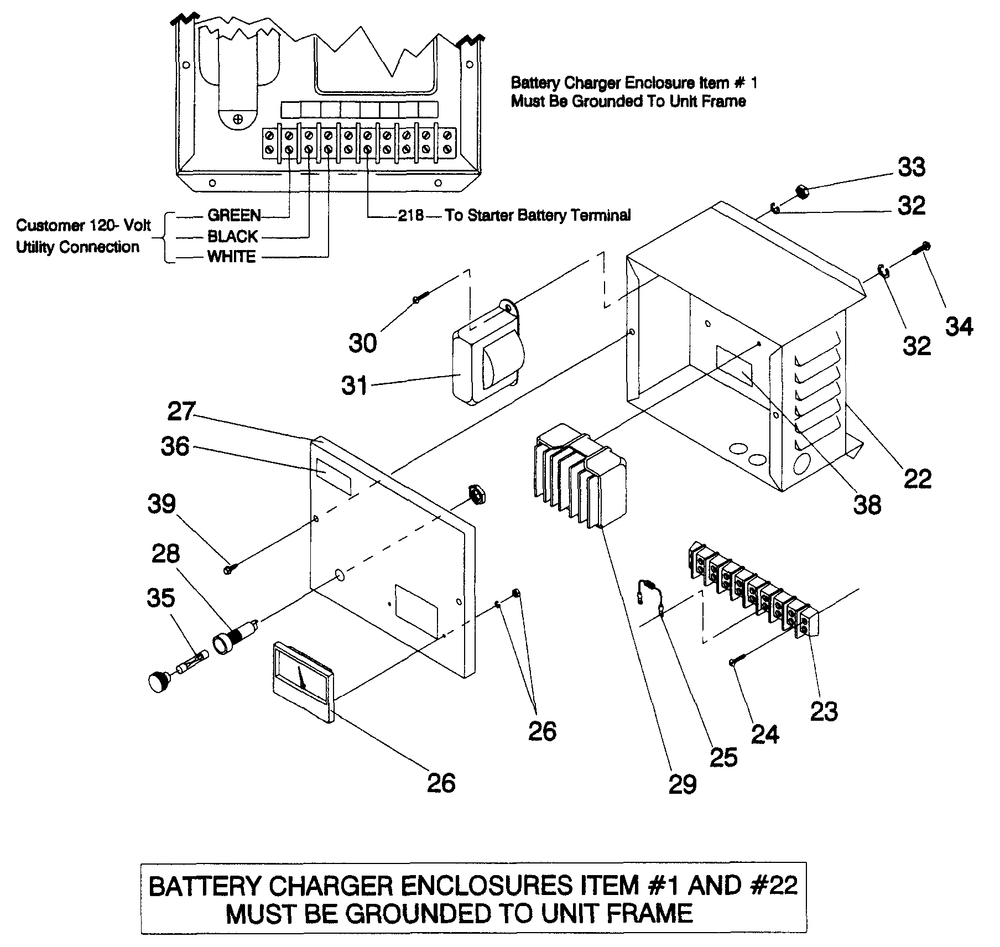 2 Amp 24 Volt Battery Charger Diagram and Parts List for 4588-0  Generac Generator