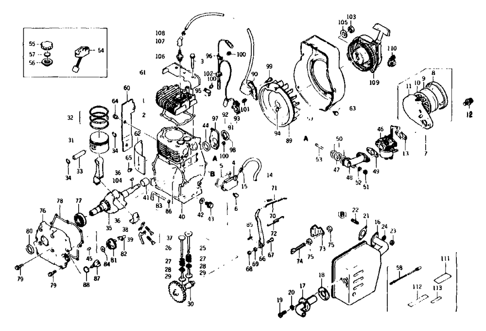 Kawasaki 5 Horsepower Engine Diagram and Parts List for G2600 (8836-0)(8836-0) Generac Generator