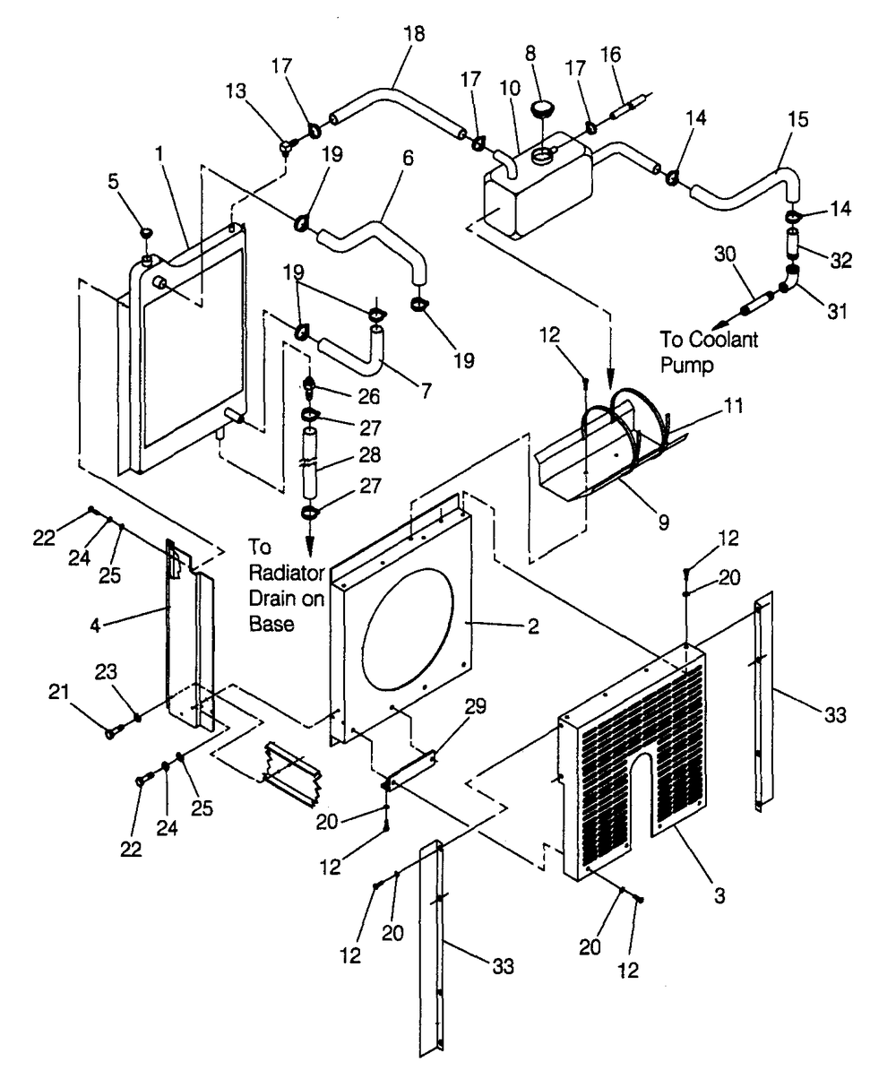 Radiator Assembly Diagram and Parts List for 4364-1  Generac Generator