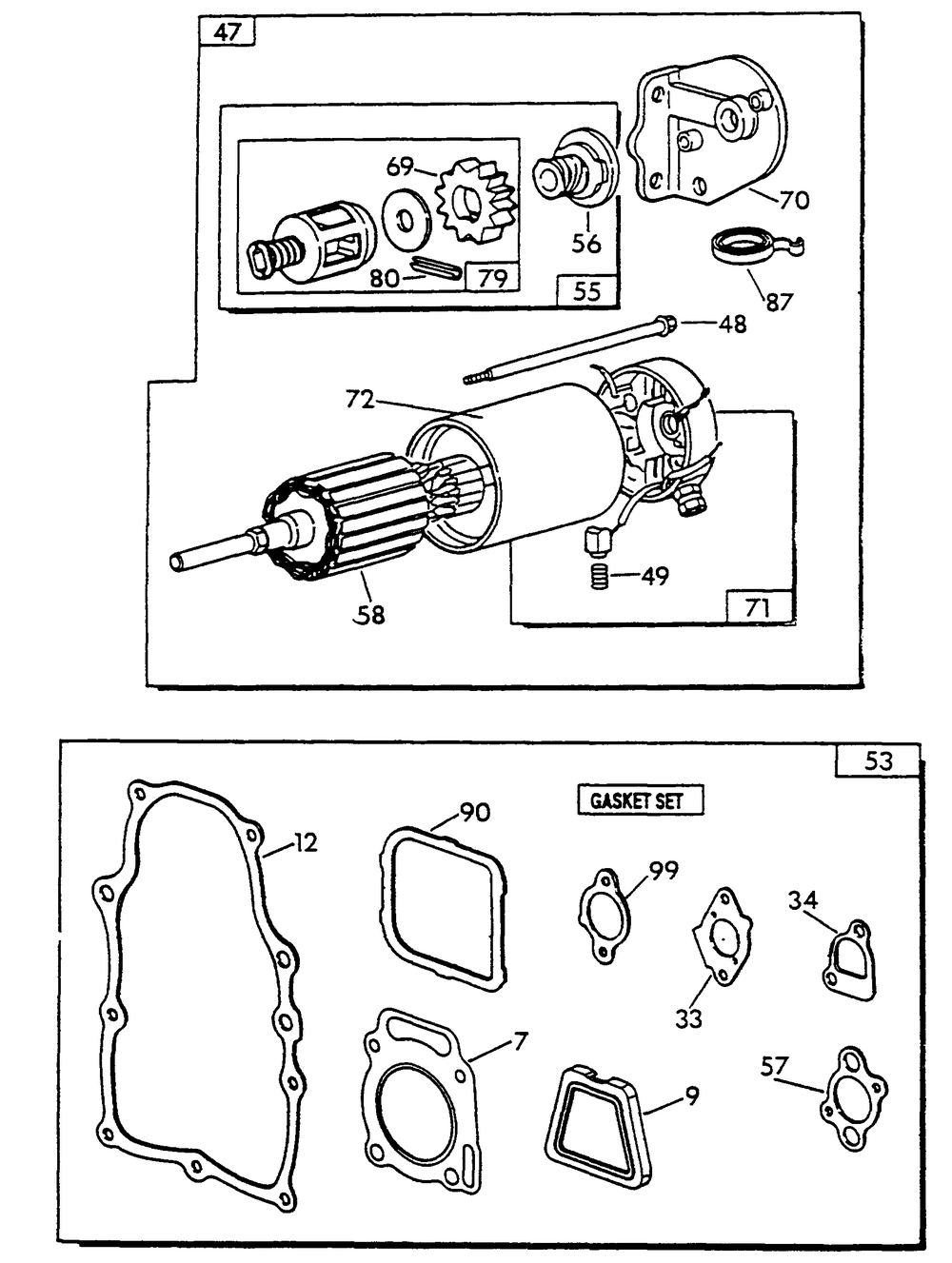 Engine - Gn-480 (Part 1) Diagram and Parts List for 9734-3  Generac Generator
