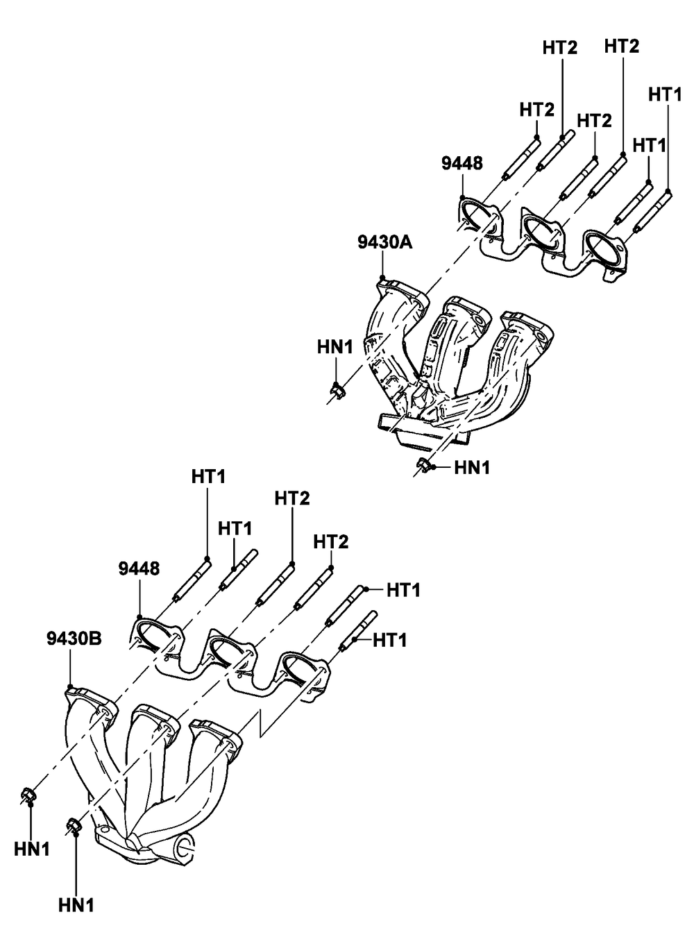 4.2l Gas Engine Exhaust Manifold Diagram and Parts List for ET04842ANAN (5614613 - 5760317)(2010) Generac Generator