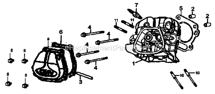 Cylinder Head Diagram and Parts List for 0059910 (6331567)(2015) Generac Generator