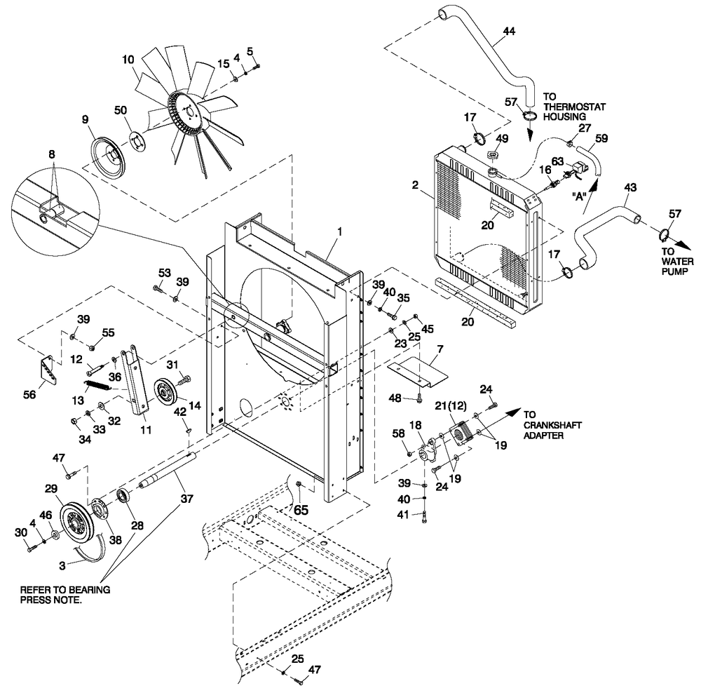 C2 Cooling Sytem And Fan Drive 1 Diagram and Parts List for ET03624JNAX (6617283 - 7029174)(2012) Generac Generator