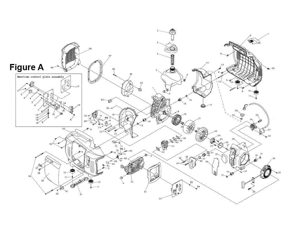 Fig-0 Diagram and Parts List for G0057921 IX1600 Generac Generator