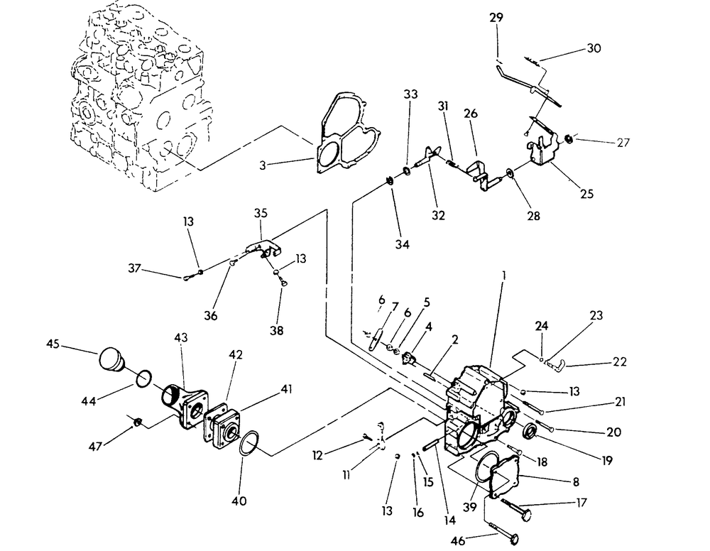 Timing Gear Housing And Governor Diagram and Parts List for 9344-1  Generac Generator