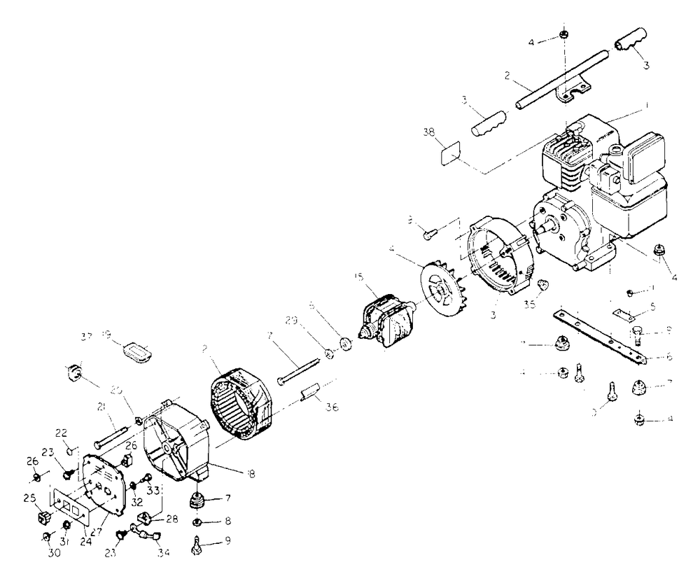 Ac Generator Diagram and Parts List for S2600 (8840-0)(8840-0) Generac Generator