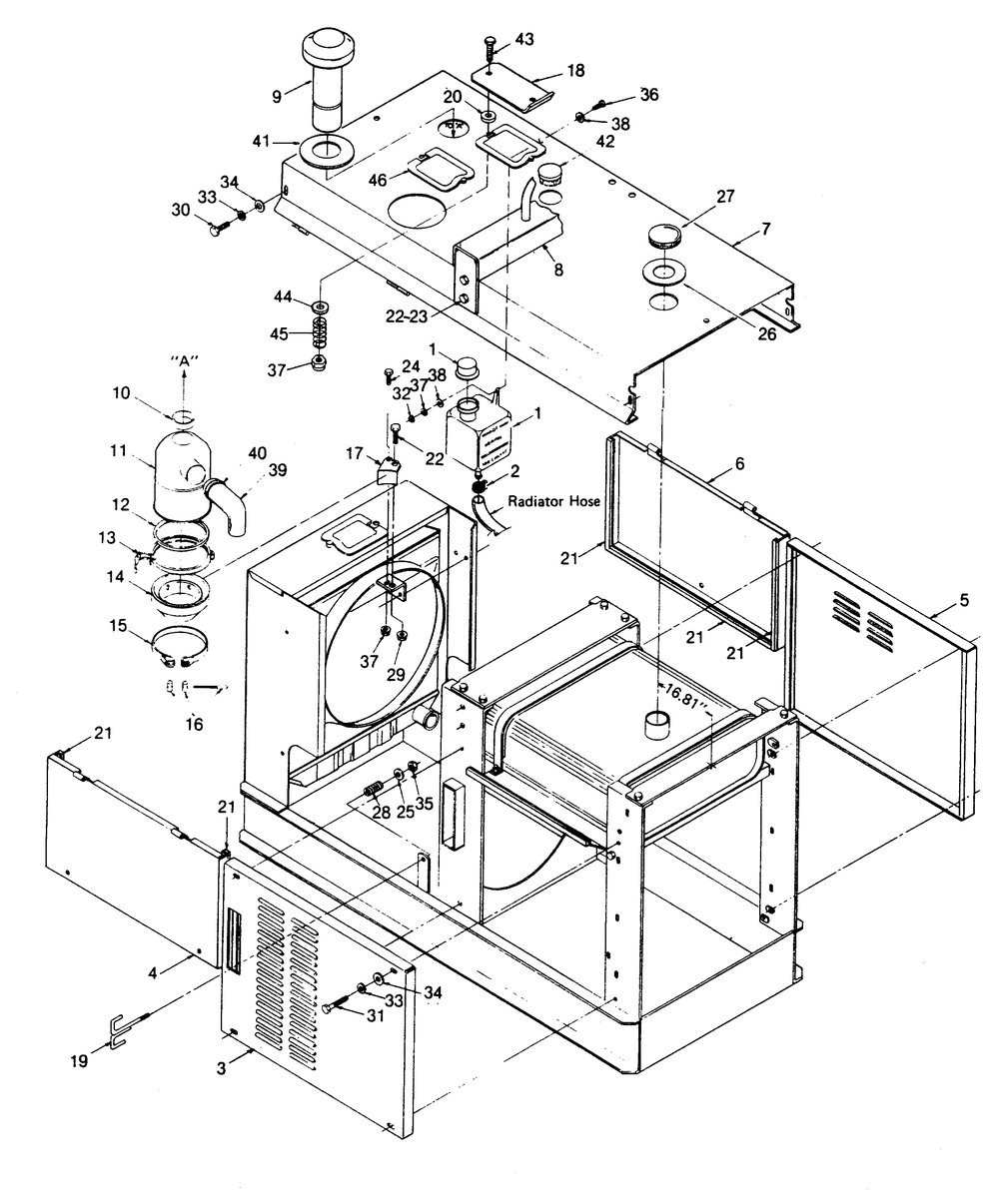 Exterior Panels Diagram and Parts List for 1015-A  Generac Welder