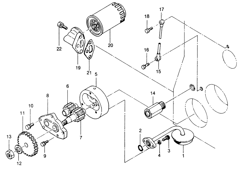 Oil Pump And Oil Filter Assembly Diagram and Parts List for 8248-1  Generac Welder