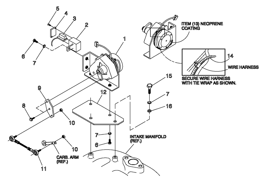 Governor Assembly Diagram and Parts List for 0052280 (4338592 - 4338602)(2006) Generac Generator