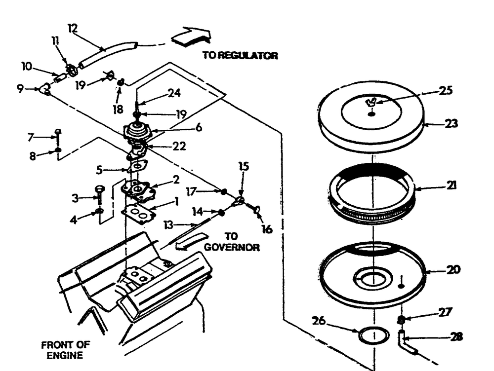 Natural Gas Carburetor Diagram and Parts List for 9303-7  Generac Generator