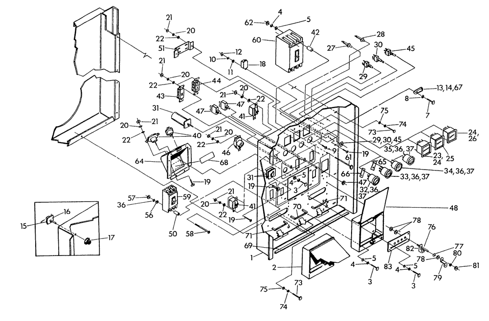 Control Panel (Front) Diagram and Parts List for 9575-1  Generac Generator