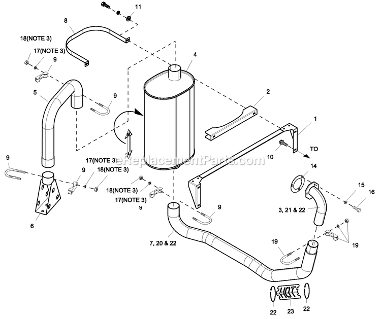 Ev Muffler Exh 2.4l G2 Turbo Diagram and Parts List for RG03824KNAX (9610470)(2015) Generac Generator