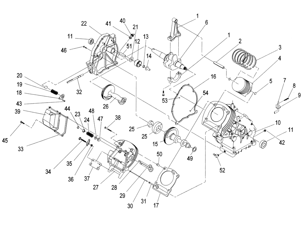 Engine 1 Diagram and Parts List for 0043890 (3535636 - 3626373)(2014) Generac Generator