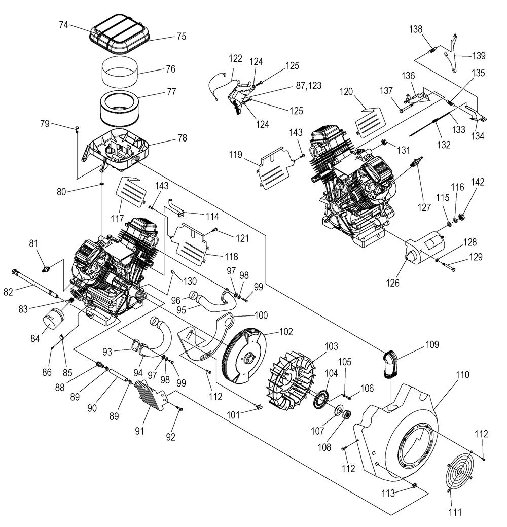 Engine 4 Diagram and Parts List for 0050950 (0405V00490 - 3305V03396)(2005) Generac Generator