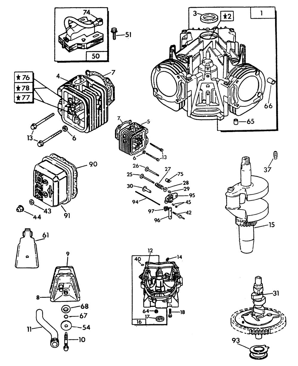 Engine Parts (Part 1) Diagram and Parts List for 9653-1  Generac Generator