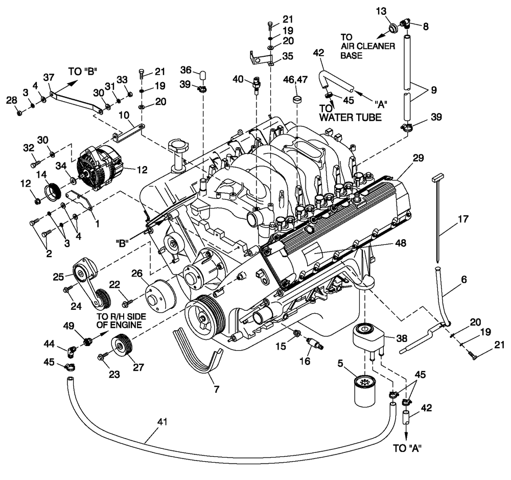 Engine Common Parts L/H Side Diagram and Parts List for QT07068AVSY (5181404 - 5210978)(2008) Generac Generator