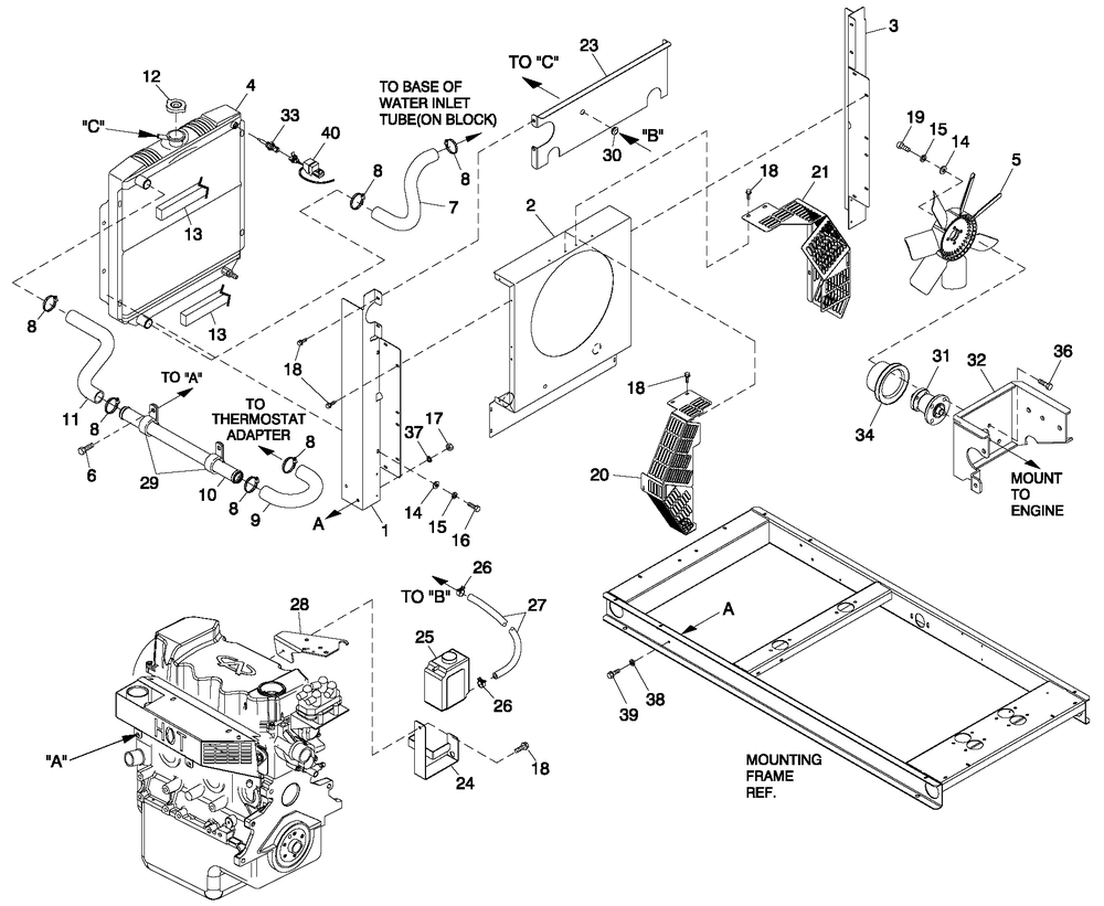 Cooling System 1.6l C1 Diagram and Parts List for 0053363 (4786586)(2007) Generac Generator