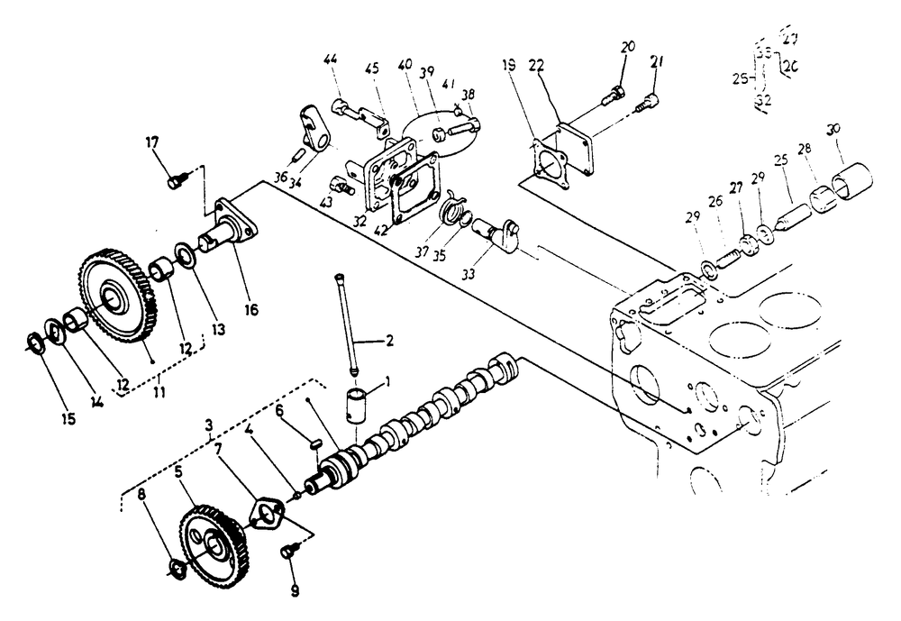 Camshaft Diagram and Parts List for 1008-B  Generac Welder