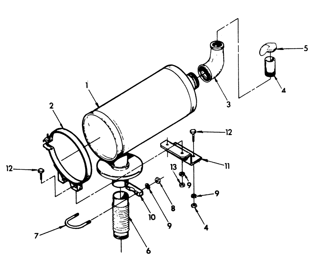 Exhaust Muffler Diagram and Parts List for 9324-1  Generac Generator
