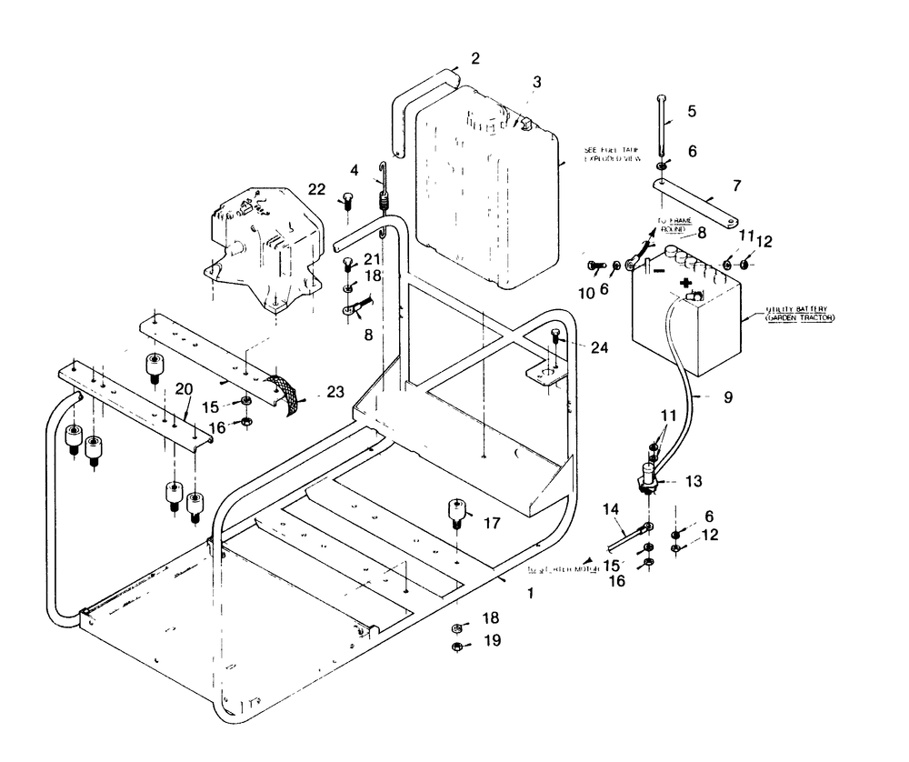 Mounting Base Diagram and Parts List for 1005-A  Generac Welder