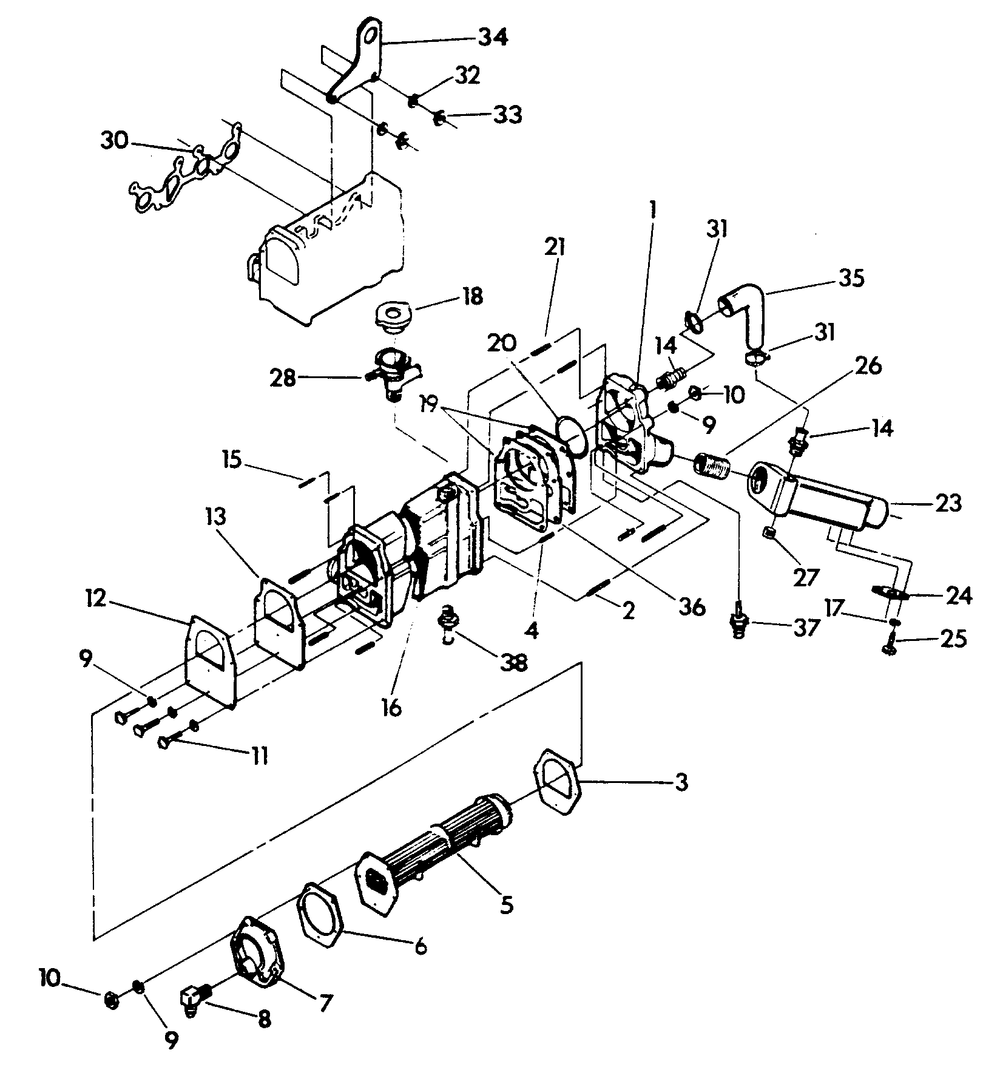 Heat Exchanger And Manifold Diagram and Parts List for 9146-0  Generac Generator