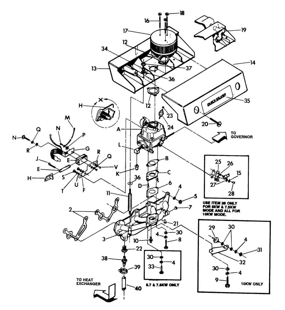 Carburetor Diagram and Parts List for 9146-0  Generac Generator