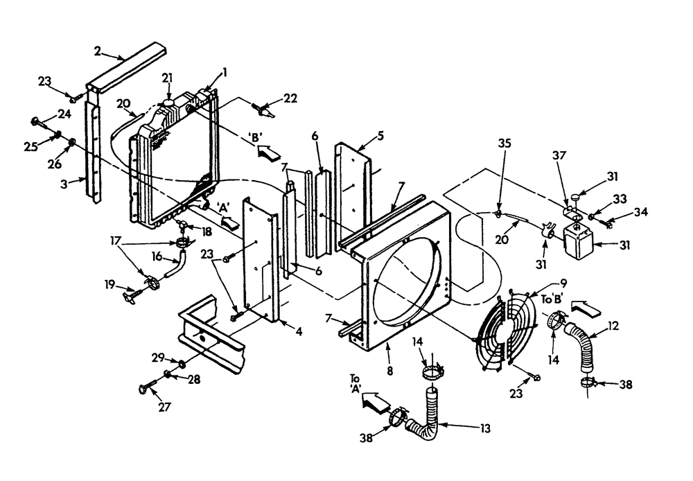 Radiator Diagram and Parts List for 9303-5  Generac Generator