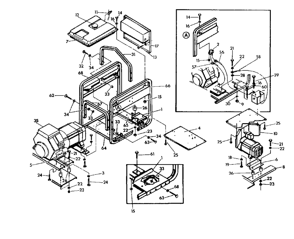 Cradle (10/95) Diagram and Parts List for R-8000 (9288-2)(9288-2) Generac Generator