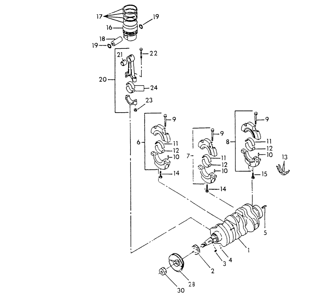 Crankshaft, Piston And Flywheel Diagram and Parts List for 9344-1  Generac Generator