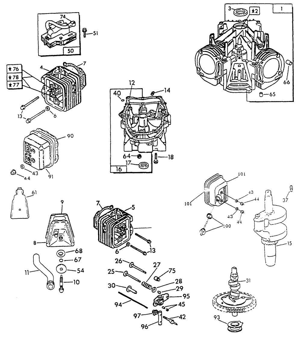 V-Twin Engine (Part 1) Diagram and Parts List for 0626-2  Generac Generator