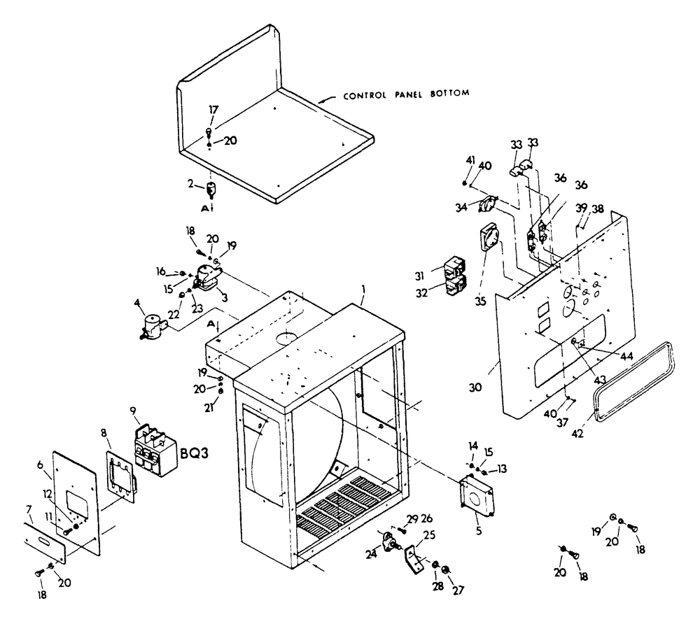 A-C Connection (Lower) Panel Diagram and Parts List for 9107-0  Generac Generator