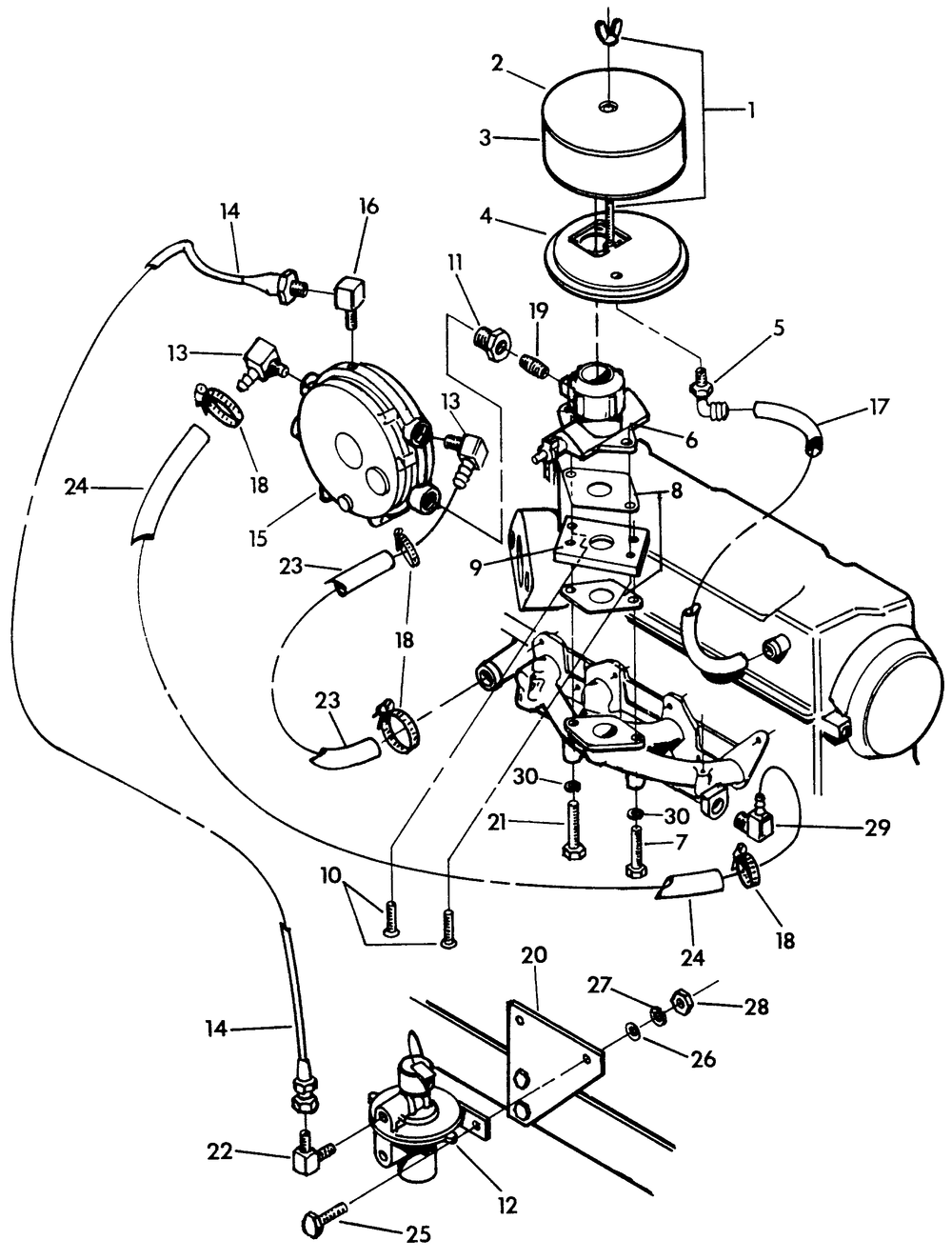 Liquid Withdrawal Carburetor Diagram and Parts List for 9052-0  Generac Generator