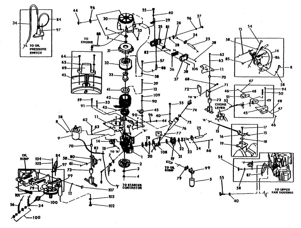 Gasoline Generator Diagram and Parts List for 0941-0  Generac Generator