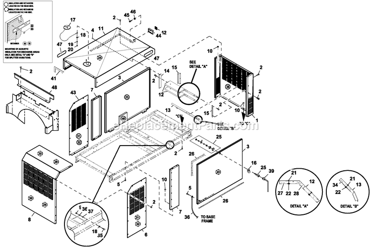 Ev Enclosure C2 Diagram and Parts List for HT04542GNAX (6708400)(2011) Generac Generator