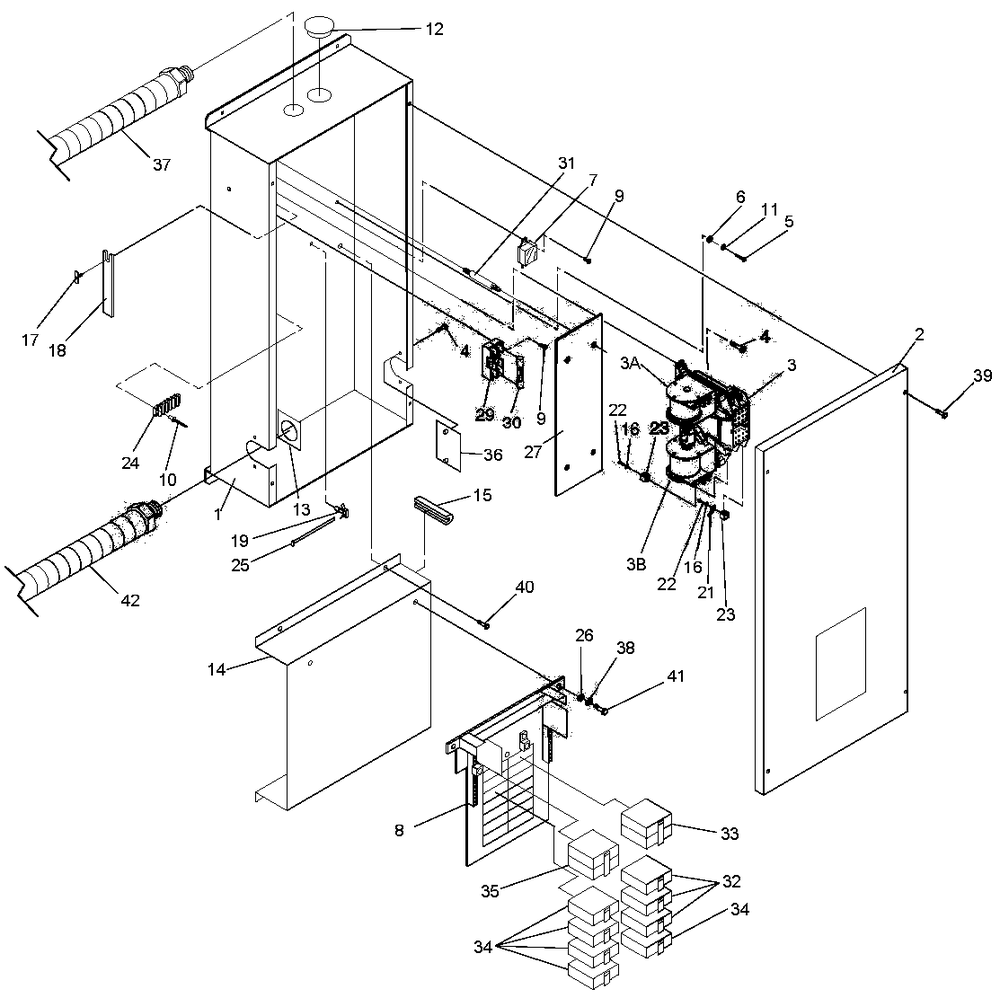Load Center Assembly 1 Diagram and Parts List for 0043901 (3514453 - 3699533)(2002) Generac Generator