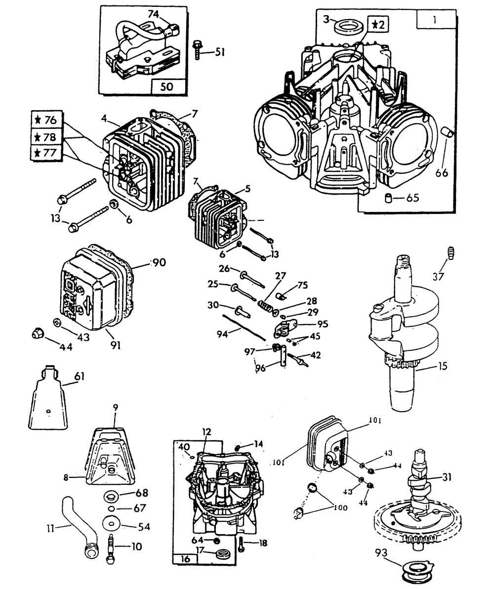 Engine Common Parts 2 Diagram and Parts List for 9600-2  Generac Generator