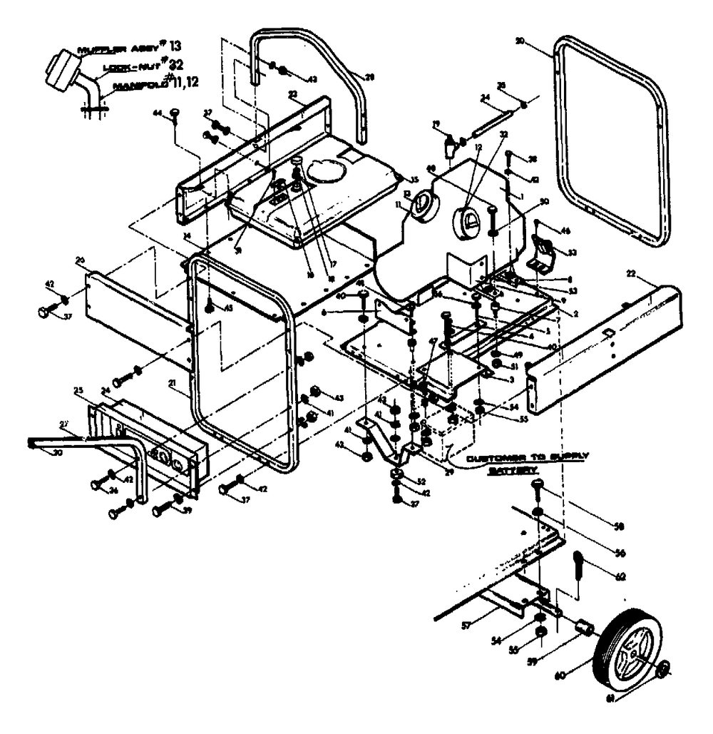 Mounting Base Diagram and Parts List for L7500E (8992-0)(8992-0) Generac Generator