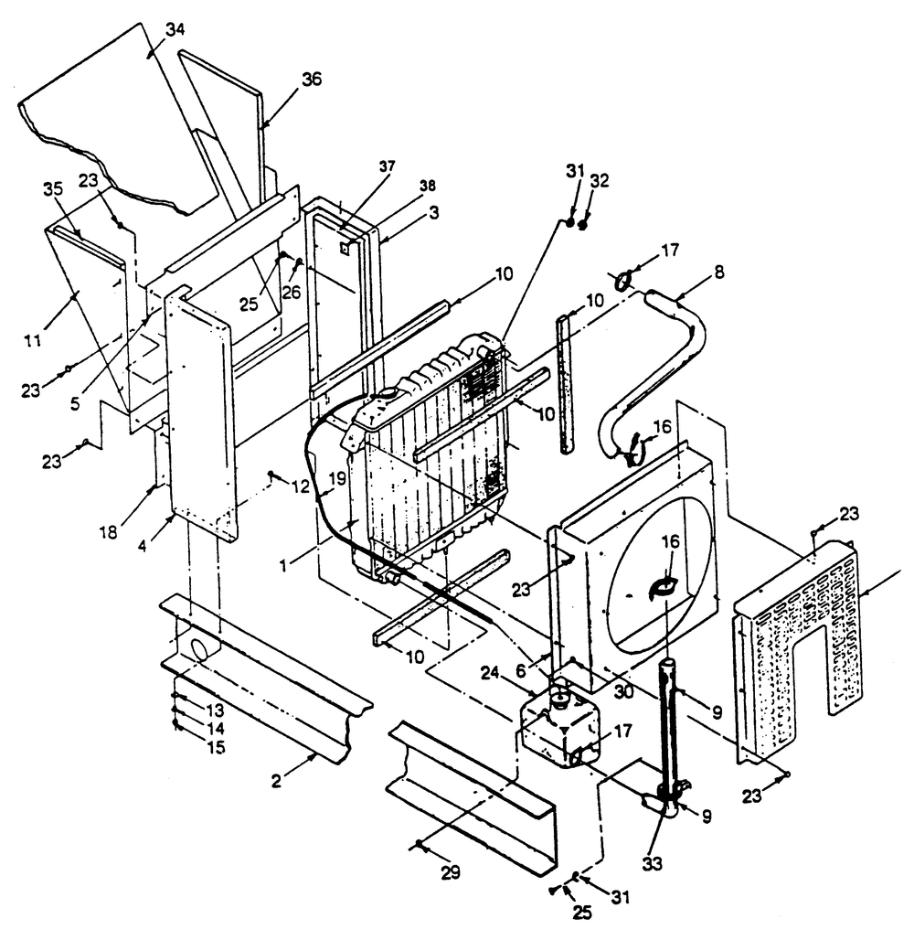 Radiator Diagram and Parts List for 9172-0  Generac Generator