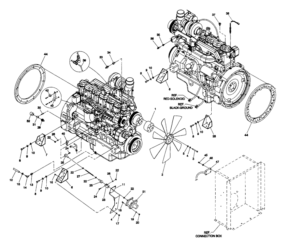 Engine Common Parts Diagram and Parts List for 4066-0  Generac Generator
