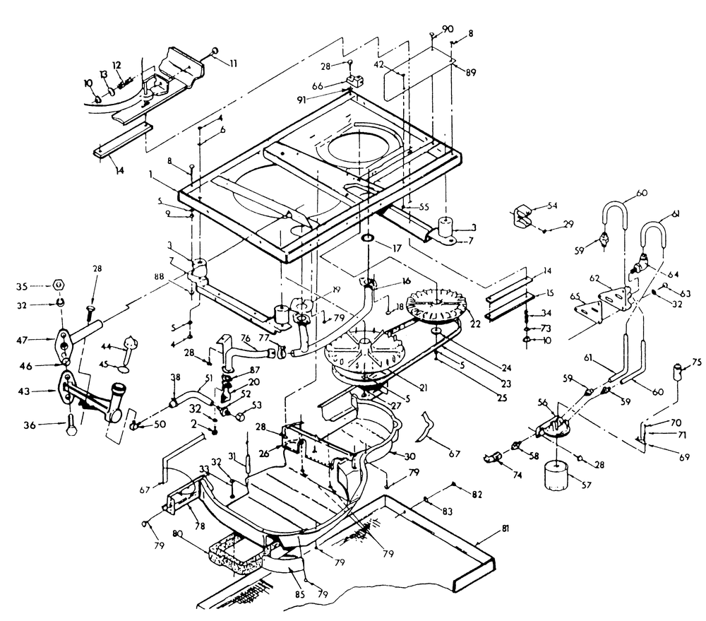 Base And Pulleys (Bottom Exhaust) Diagram and Parts List for 9311-0  Generac Generator