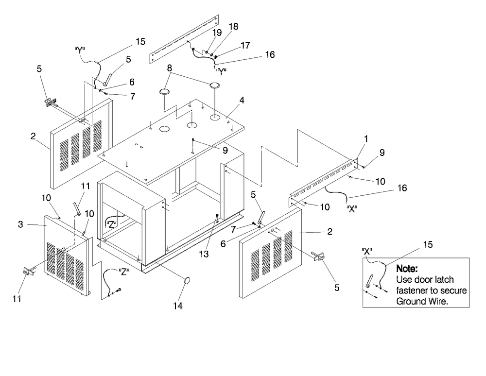 Enclosure Diagram and Parts List for 0044741 (3580728 - 3694588)(2014) Generac Generator