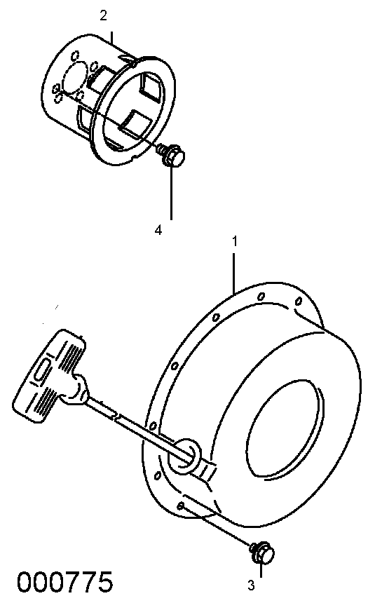 Recoil Starter Assembly Diagram and Parts List for 0068640 (9865295 - 9878373)(2015) Generac Generator