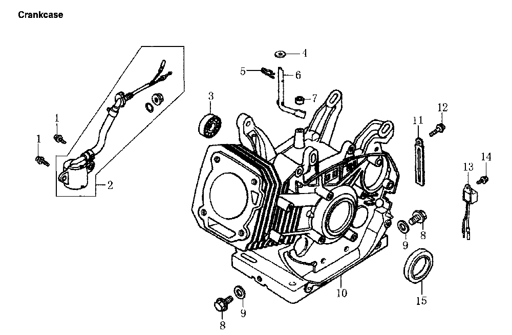 Crankcase Diagram and Parts List for 006673-0  Generac Generator