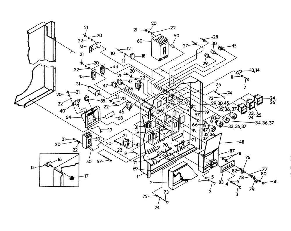 Control Panel (Front) Diagram and Parts List for 9468-3  Generac Generator