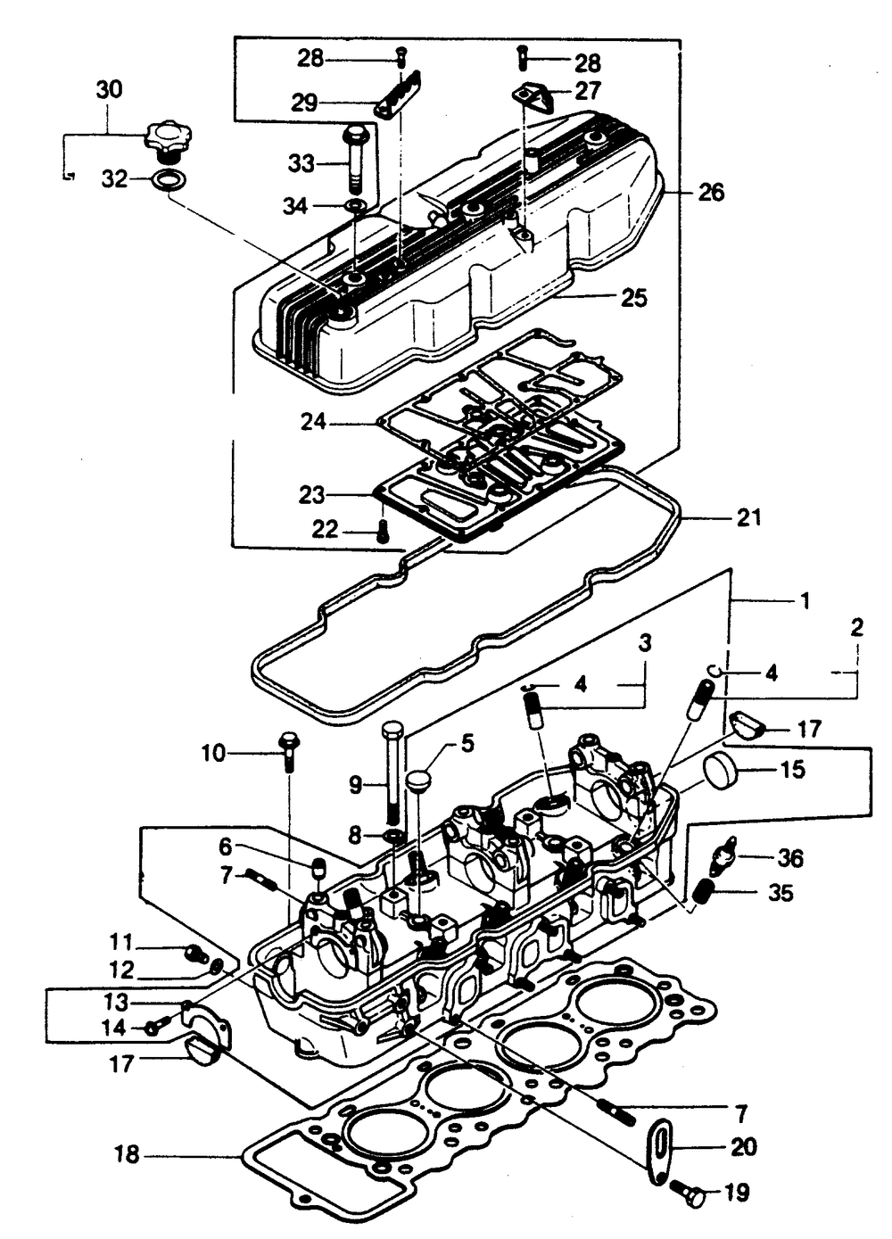 Cylinder Head Diagram and Parts List for 1014-A  Generac Welder