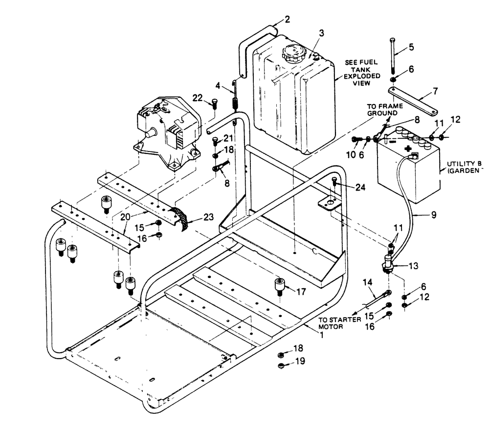 Mounting Base Diagram and Parts List for 1003-C  Generac Welder