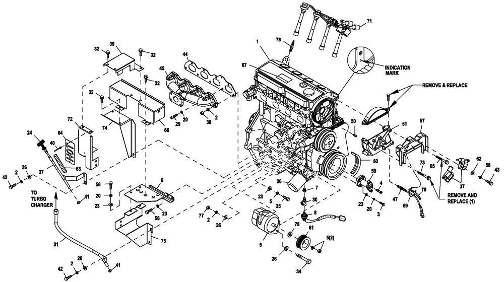 Engine Common Parts 2.4l G2 Turbo 36kw Diagram and Parts List for QT03624ANAX (5930580 - 9222162)(2012) Generac Generator