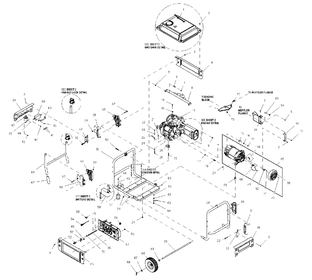 Ev Generator 410 Port Xp Carb (0j2387) Diagram and Parts List for XP8000 (8543078 - 8578539)(2013) Generac Generator
