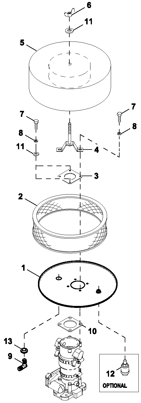 Ev Air Cleaner Diagram and Parts List for QT08046AVAX (6266294 - 6378169)(2011) Generac Generator